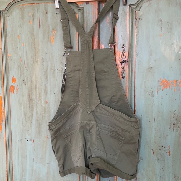 NWT Miss America Khaki Green Pocket Front Overalls Shorts Romper, Size XL - Picture 8 of 14